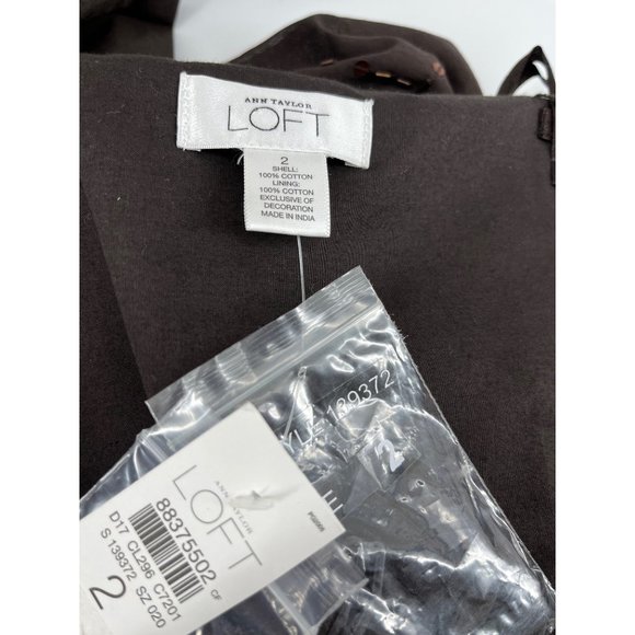 Ann Taylor Loft strapless dress 2 brown metallic beaded NWT - Picture 7 of 12